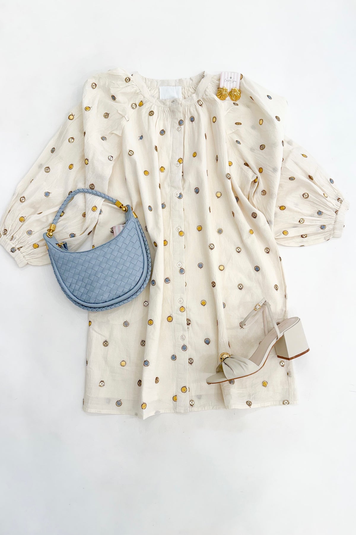 Minka Dress Cream Metallic