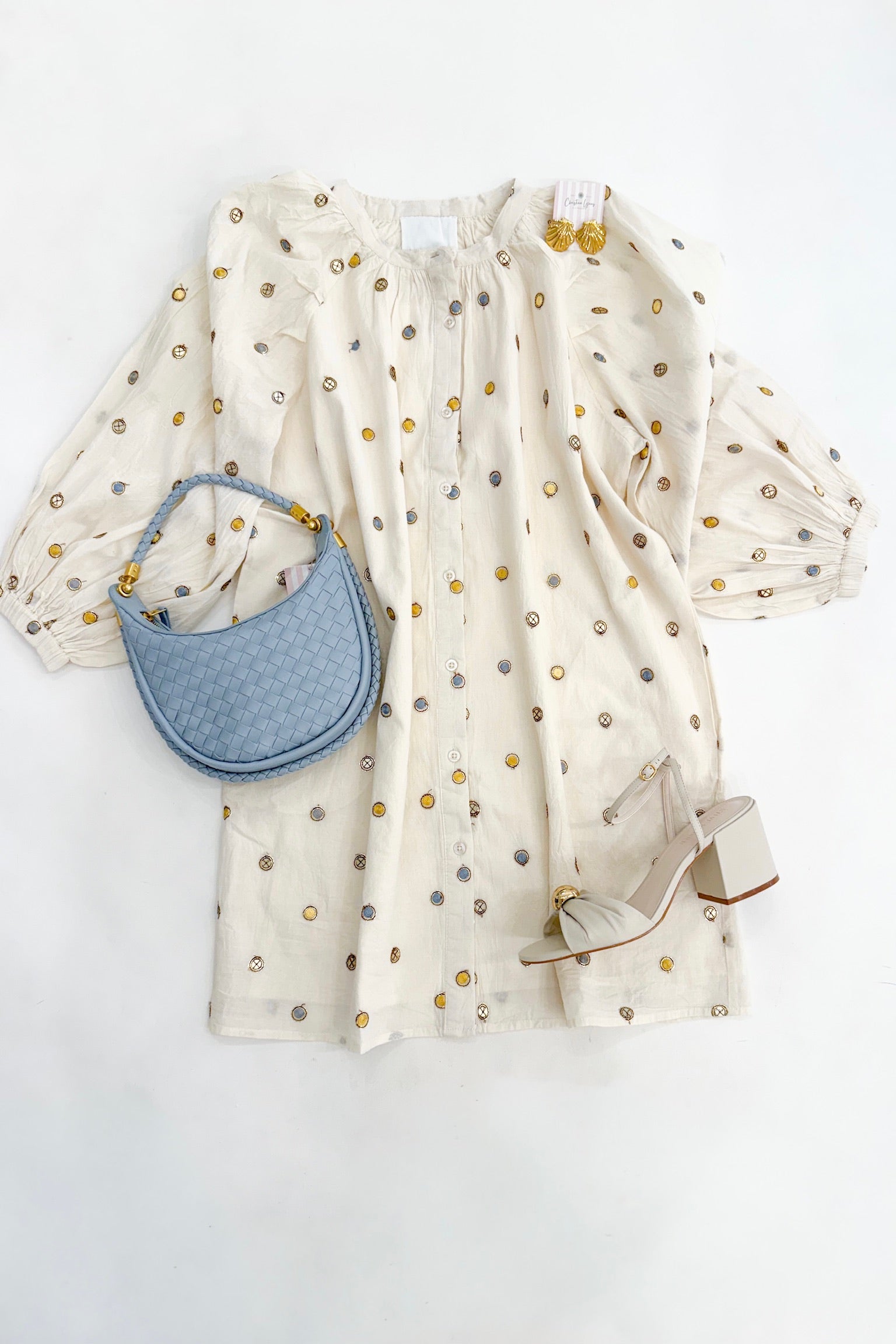 Minka Dress Cream Metallic