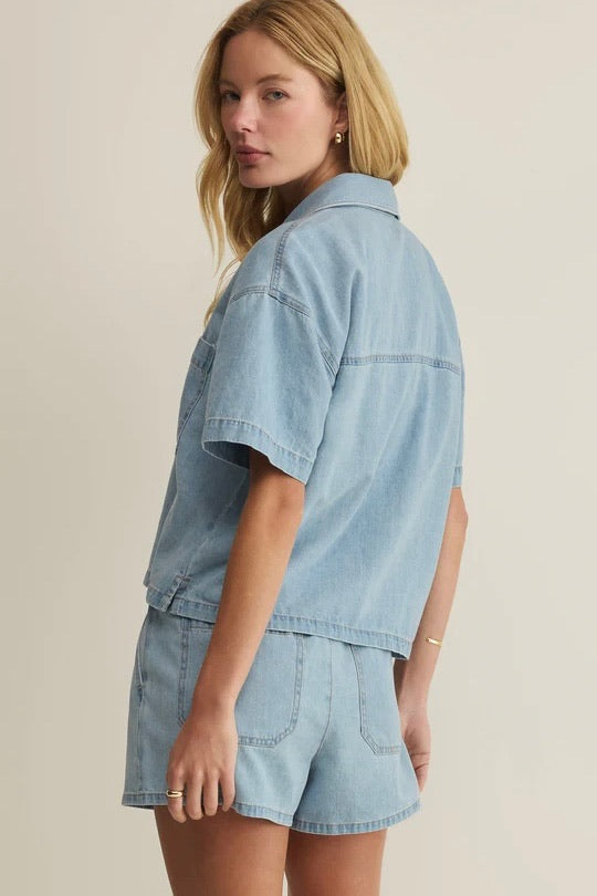 Everyday Denim Button Up Top