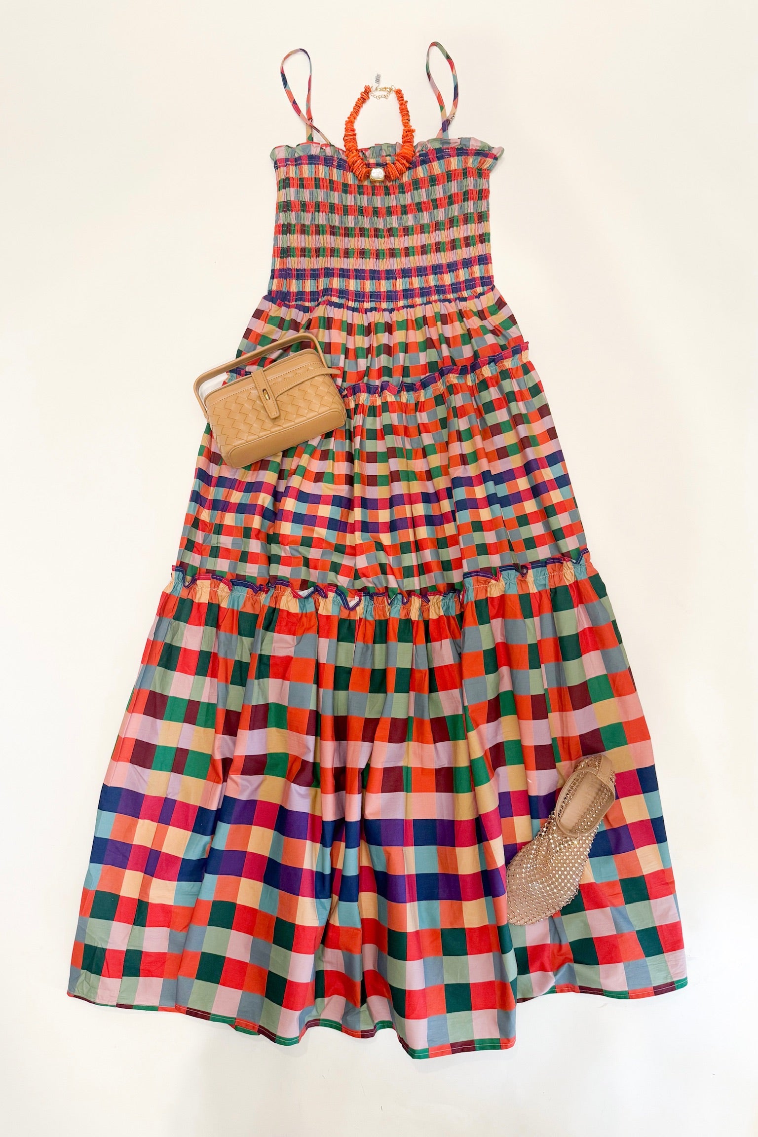 Rainbow Plaid Maxi Dress
