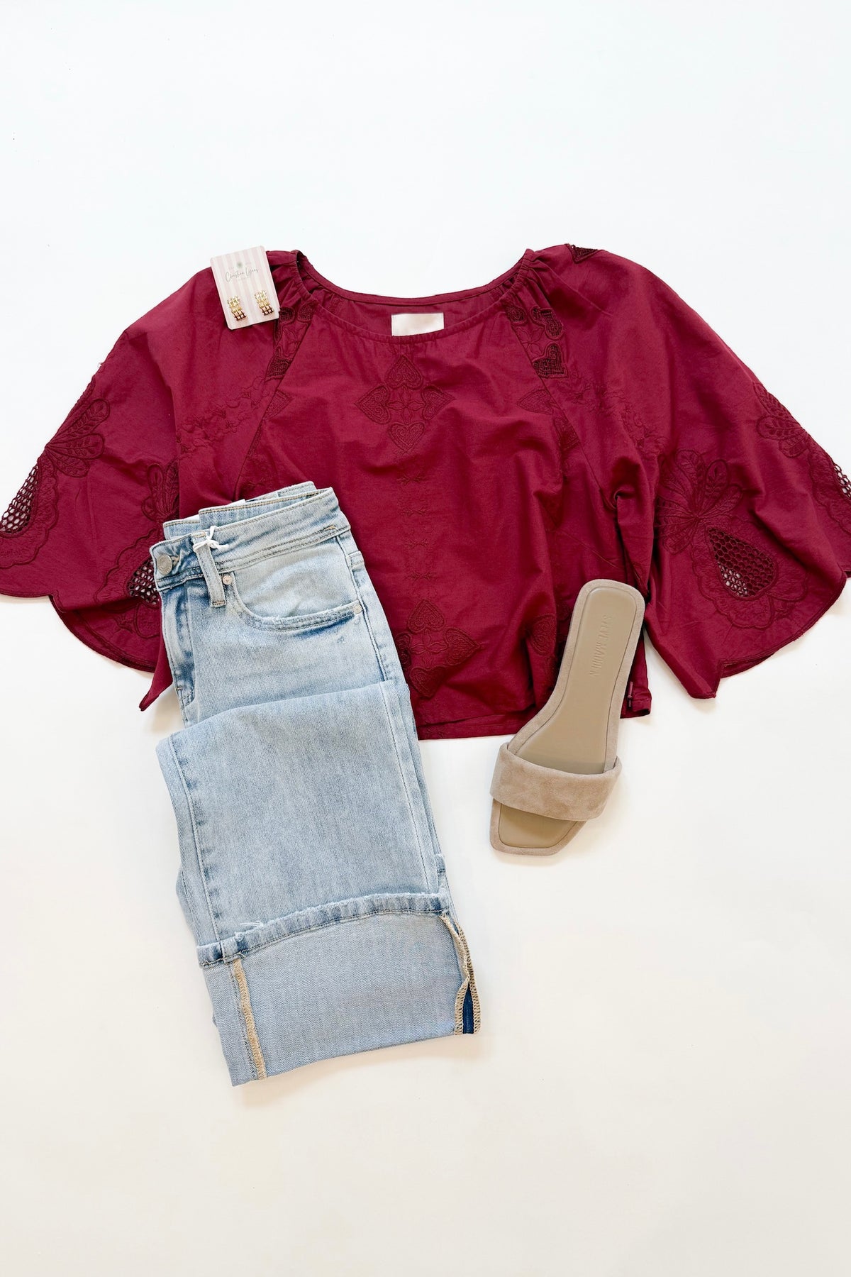 Burgundy Embroidered Top