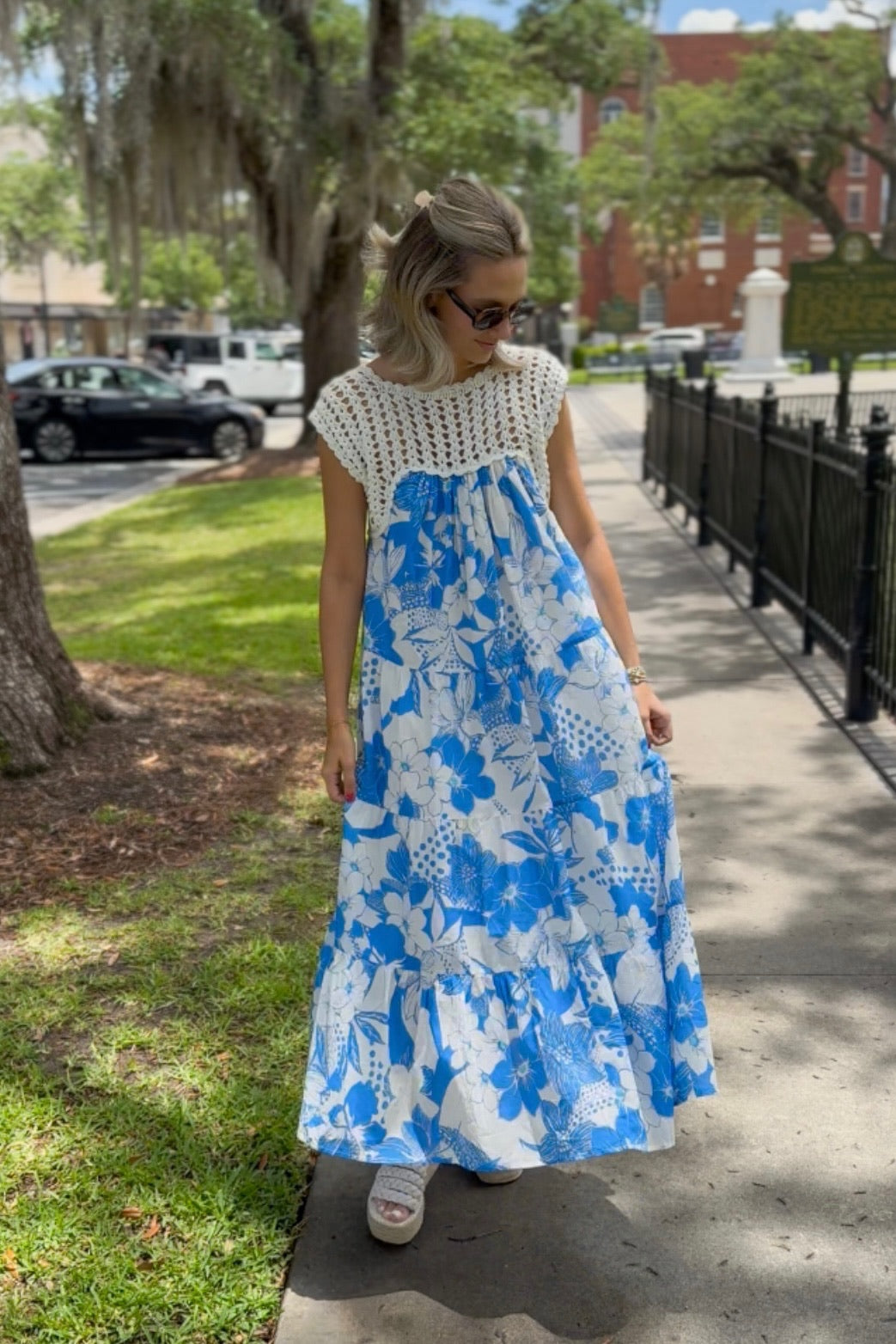 white christmas dresses Crochet Floral Midi Dress x Kaylyn