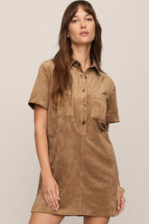 Leone Suede Mini Dress Light Sand