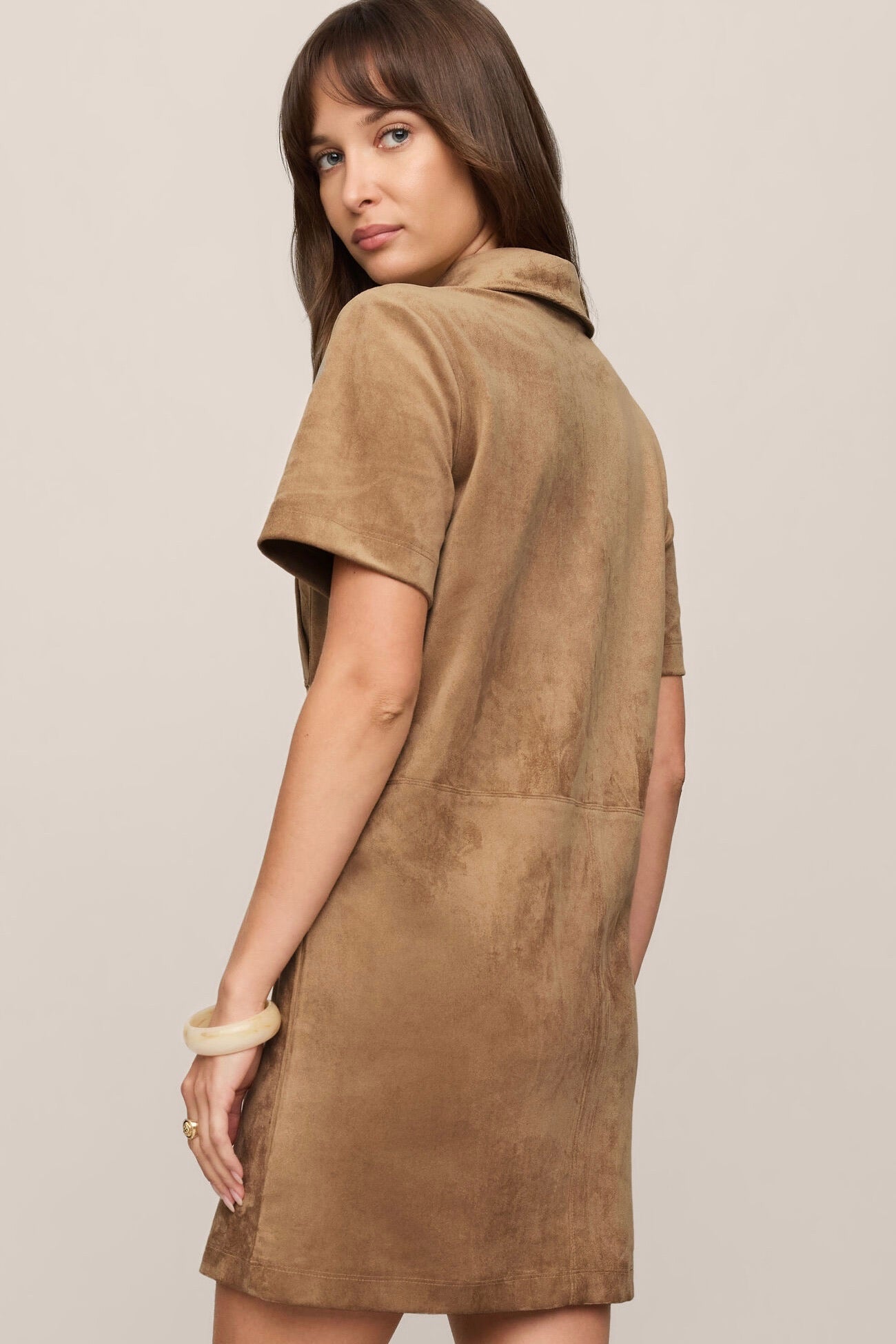 Leone Suede Mini Dress Light Sand
