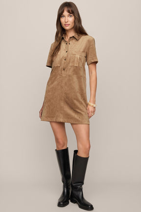Leone Suede Mini Dress Light Sand