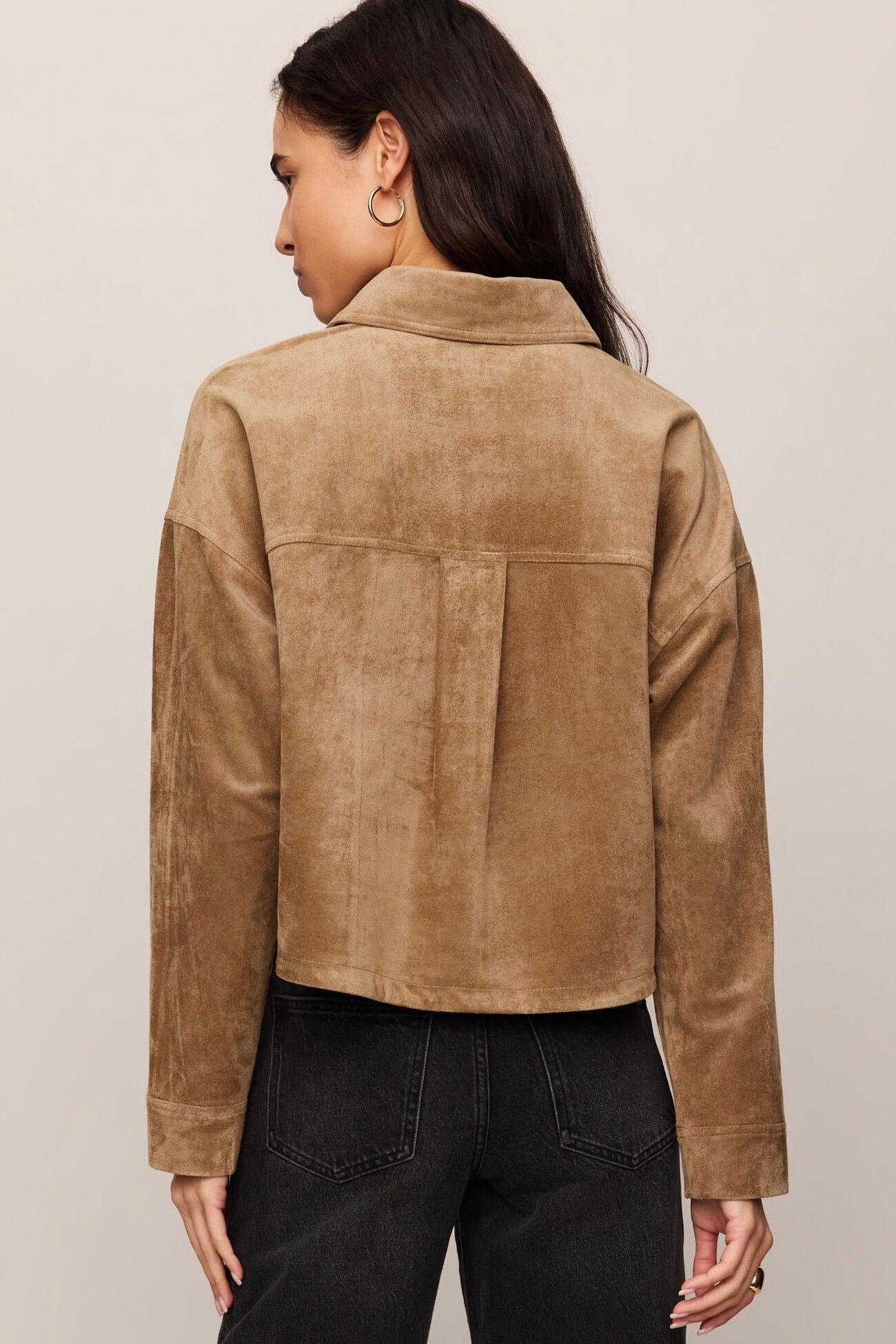 All Day Cropped Suede Jacket Light Sand