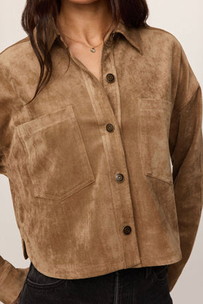 All Day Cropped Suede Jacket Light Sand