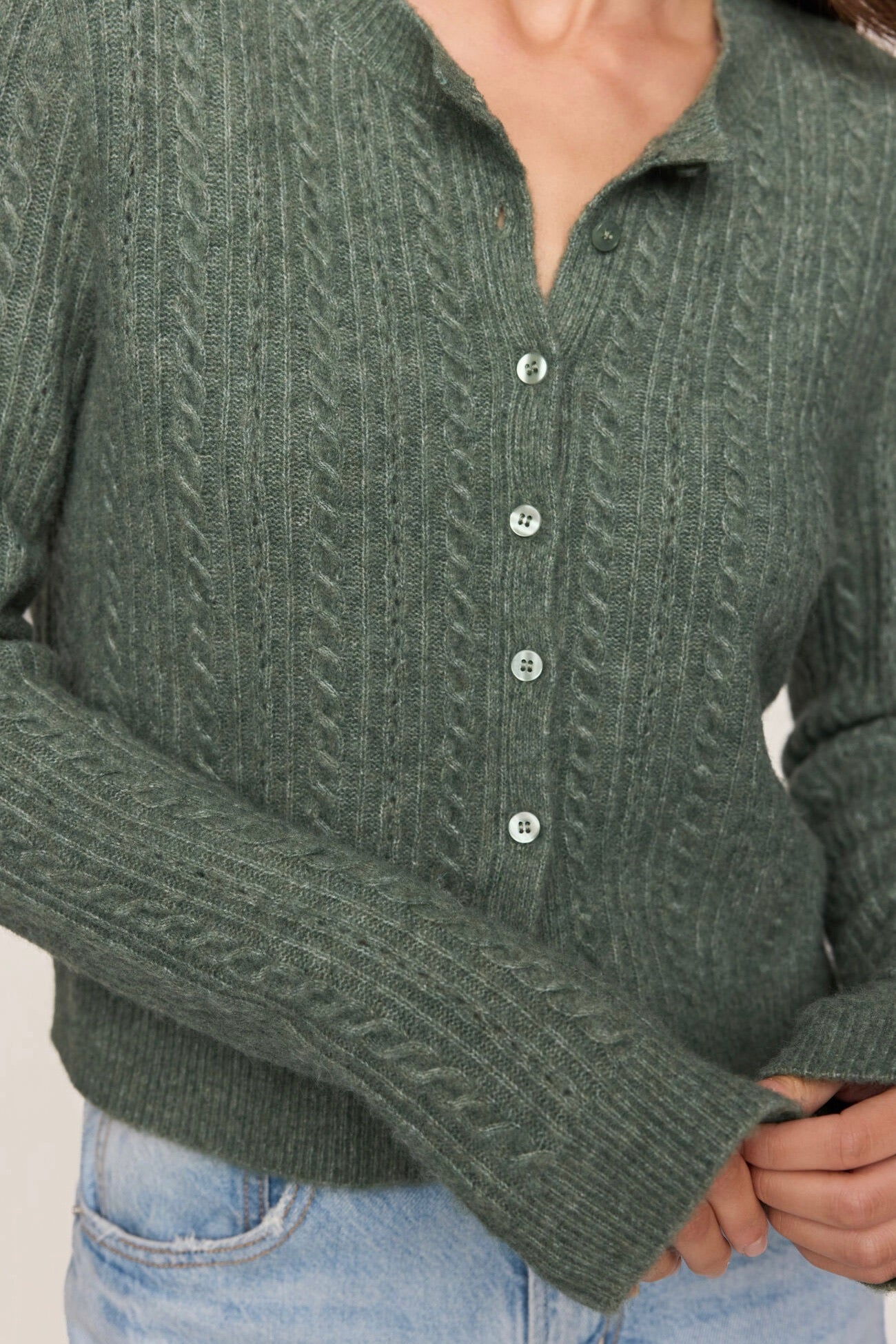 Medina Pointelle Cardigan Monstera