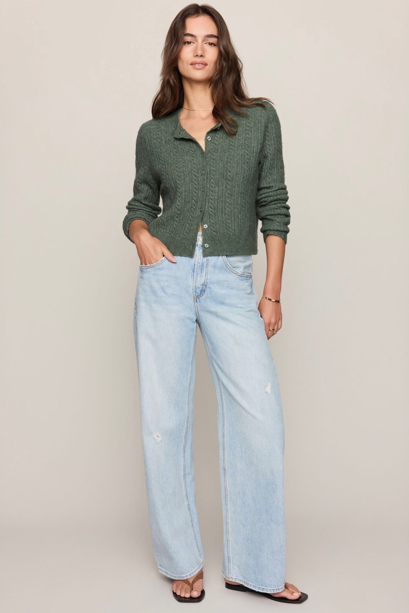 Medina Pointelle Cardigan Monstera