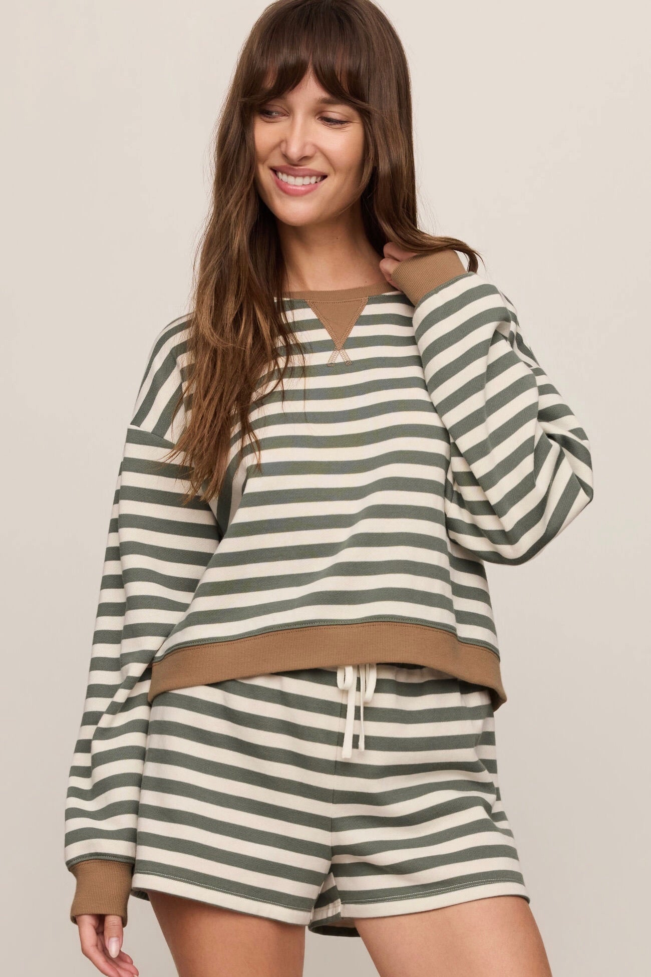 Low Key Stripe Sweatshirt Monstera