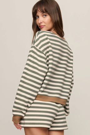 Low Key Stripe Sweatshirt Monstera