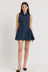 Mini Denim Belt Dress