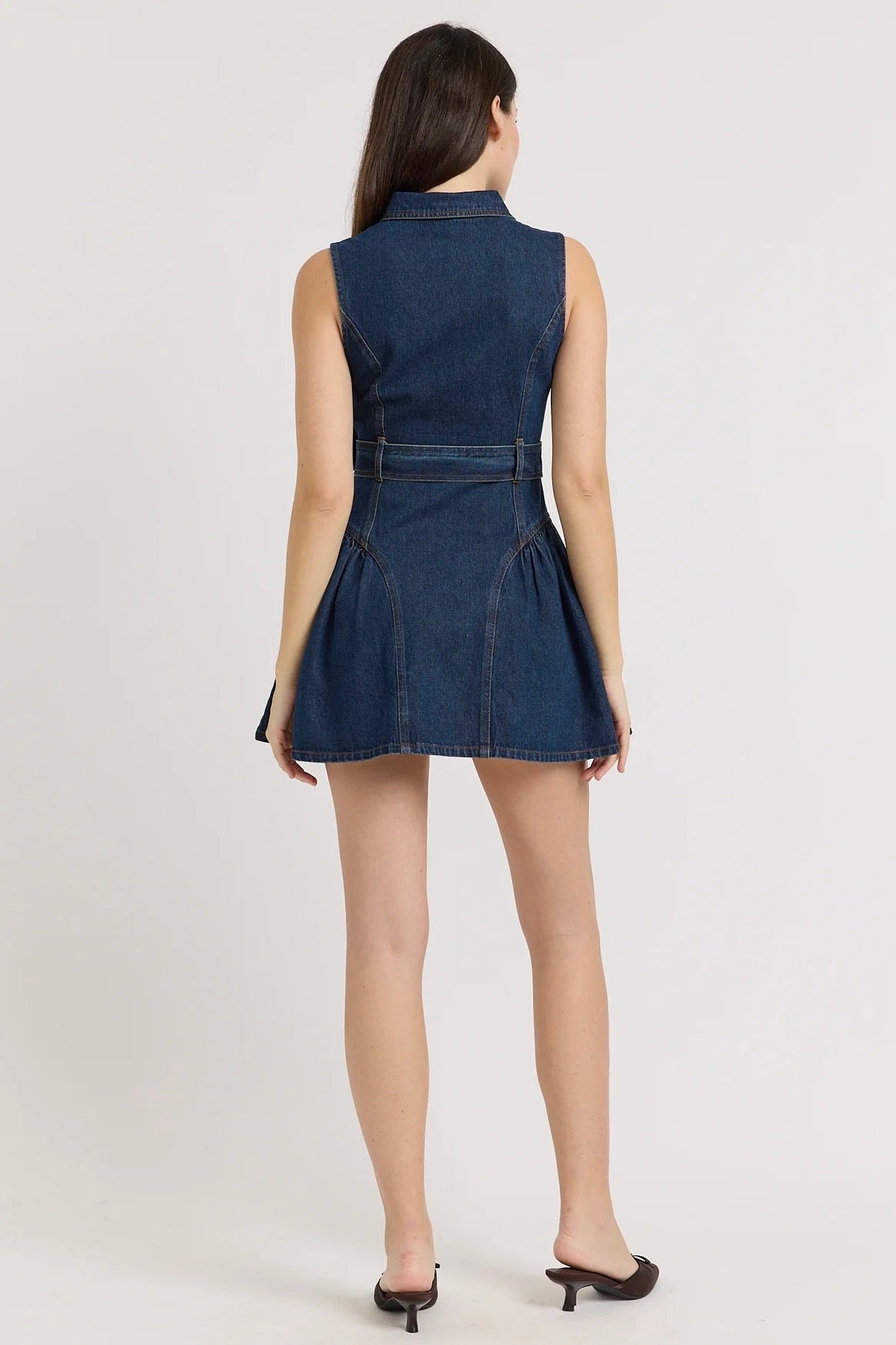 Mini Denim Belt Dress