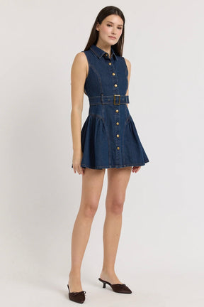 Mini Denim Belt Dress