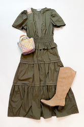 Tabi Tiered Midi Dress Green
