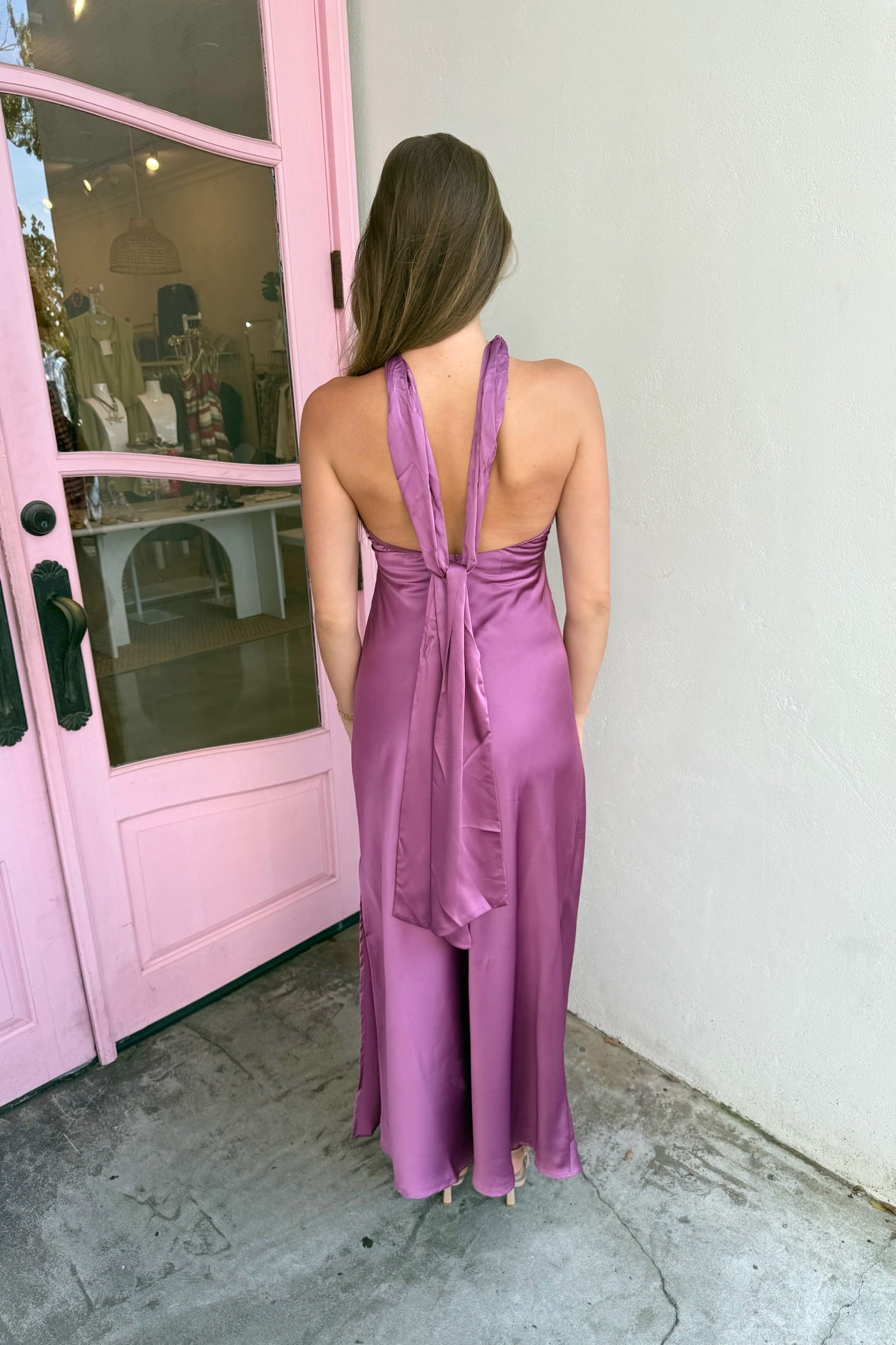 Makenna Satin Maxi Dress Mauve