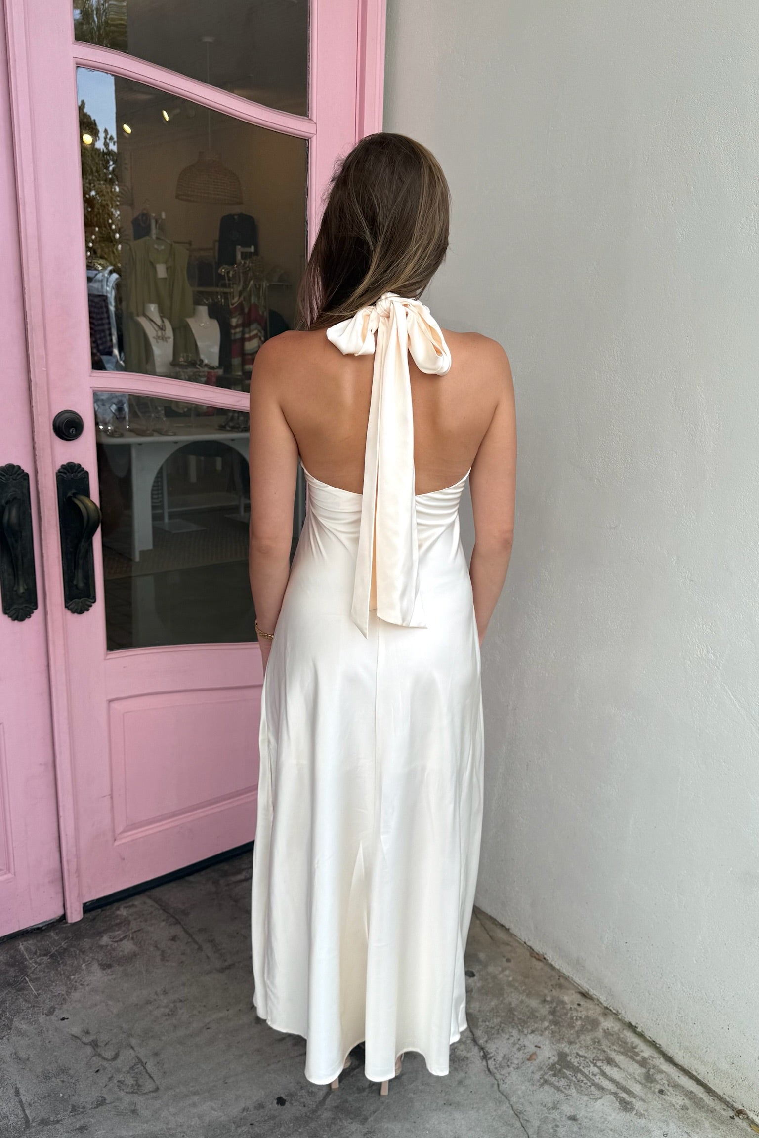Makenna Satin Maxi Dress Ivory
