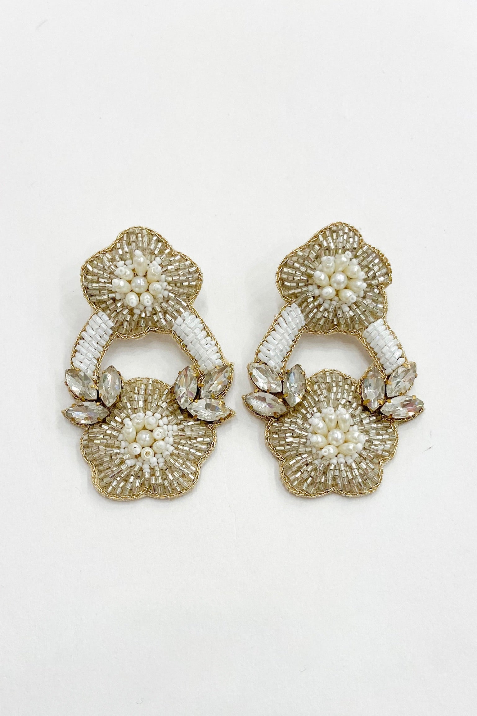 Zinnia Earrings White