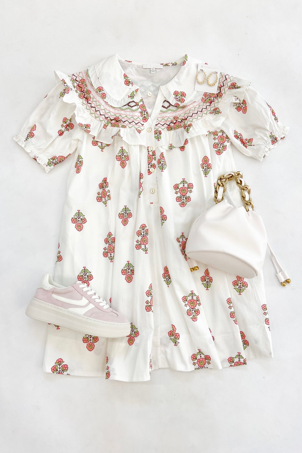 Pink Block Floral Dress
