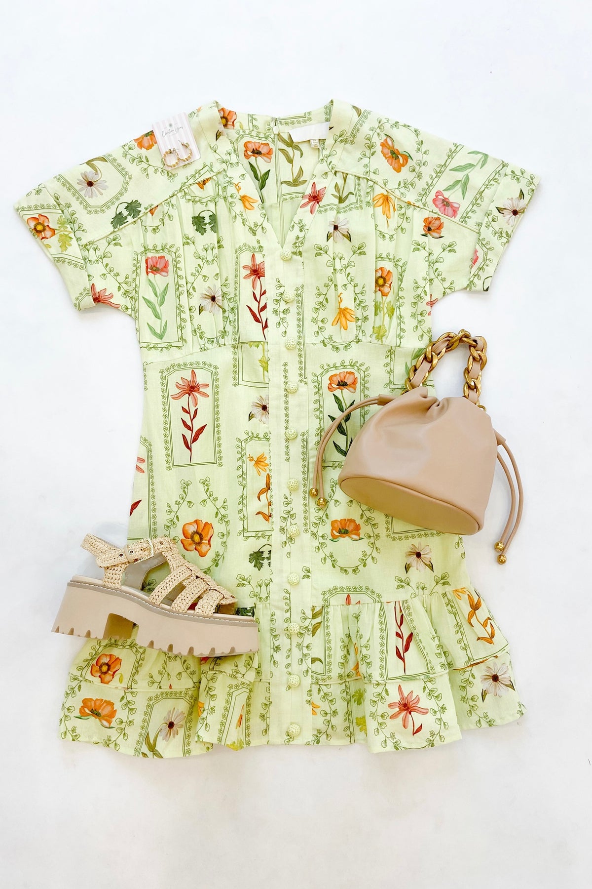 Kyle Dress Lime Stamp