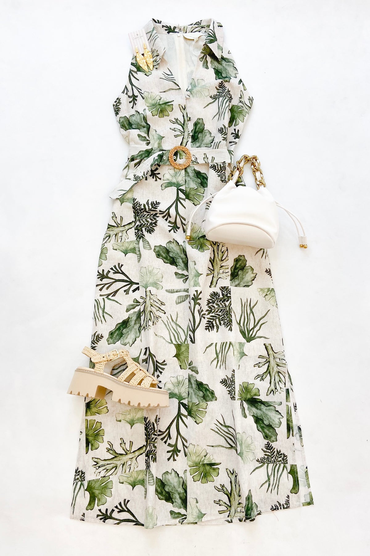 Jill Midi Dress Green Reef