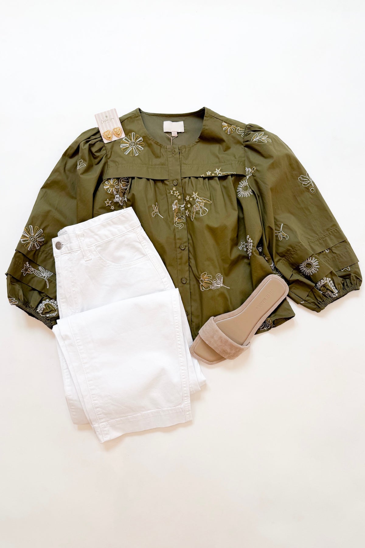 Olive Embroidered Blouse