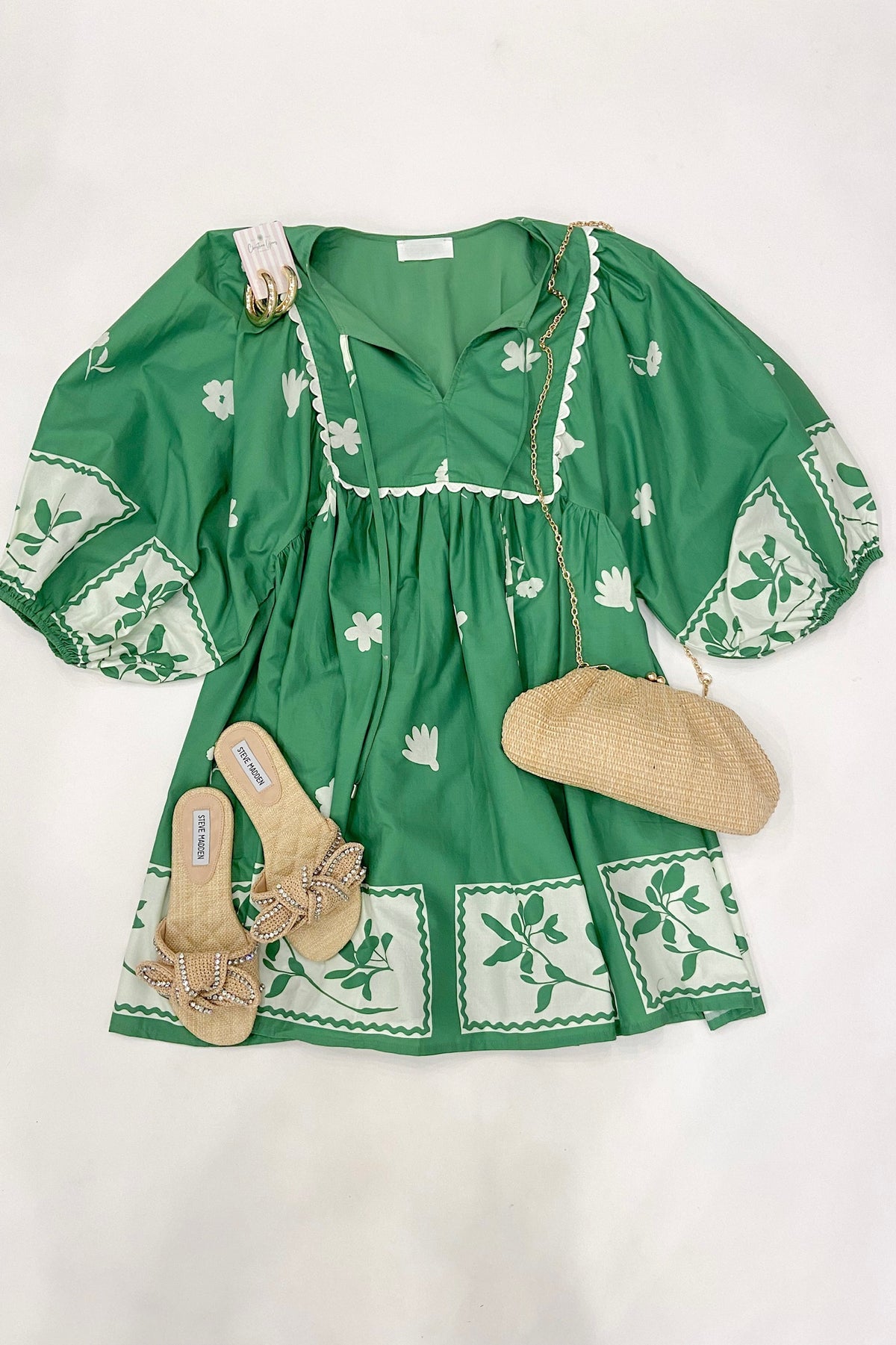 Green Ivory Floral Dress