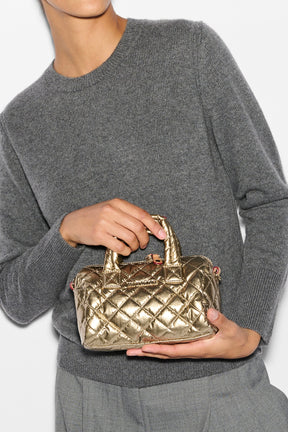 Mini Metro Satchel Bag Antique Gold Metallic