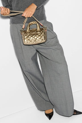 Mini Metro Satchel Bag Antique Gold Metallic