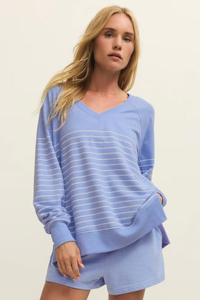 Weekender Stripe Pullover Barcelona Blue