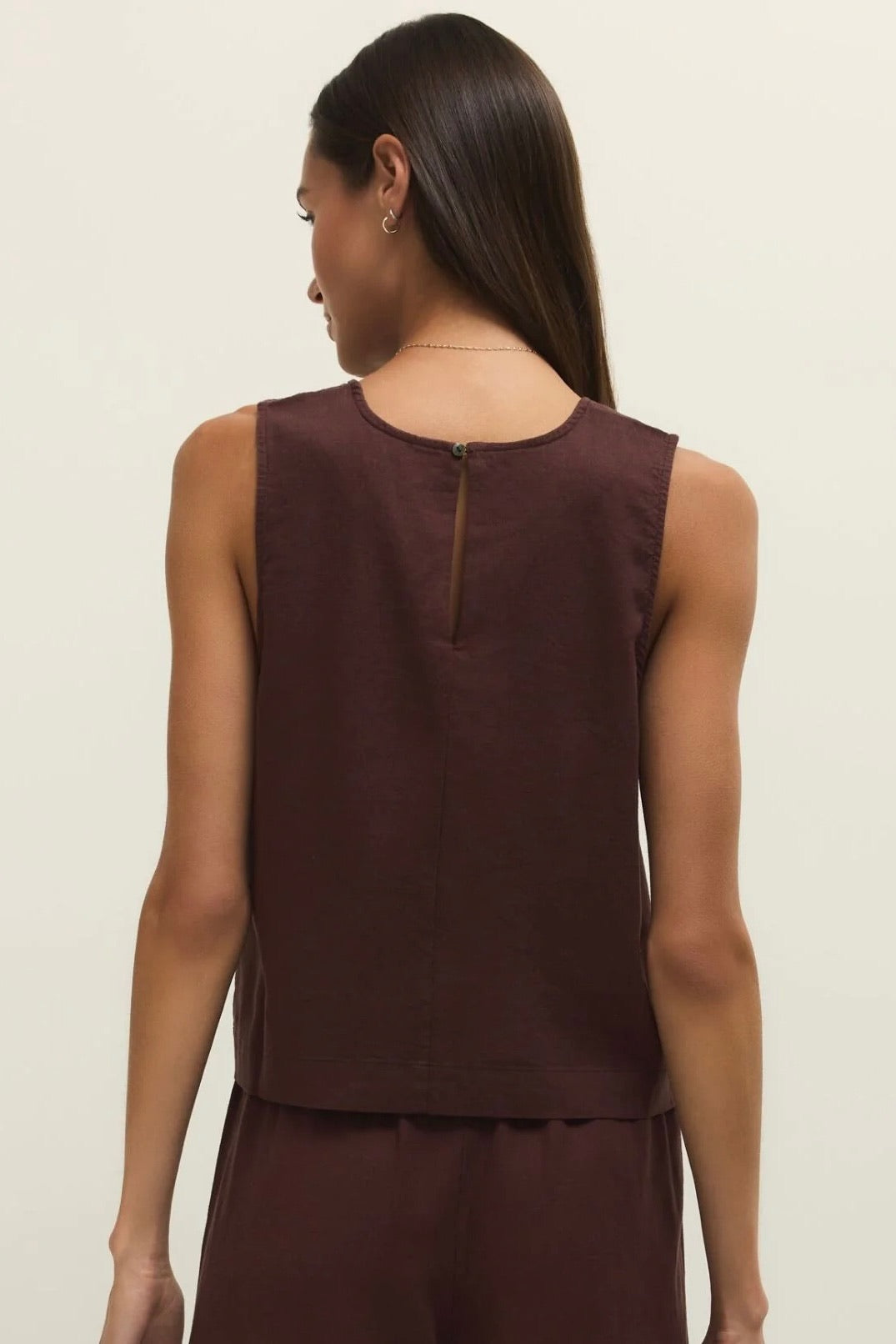 Sloane Linen Top Chocolate Cherry
