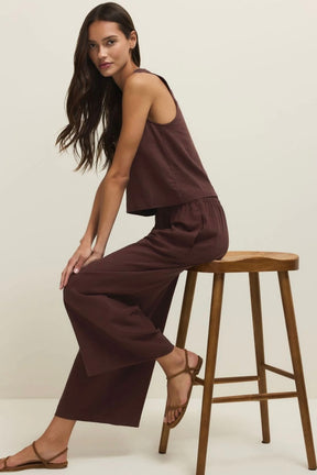 Sloane Linen Top Chocolate Cherry