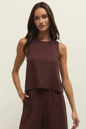 Sloane Linen Top Chocolate Cherry