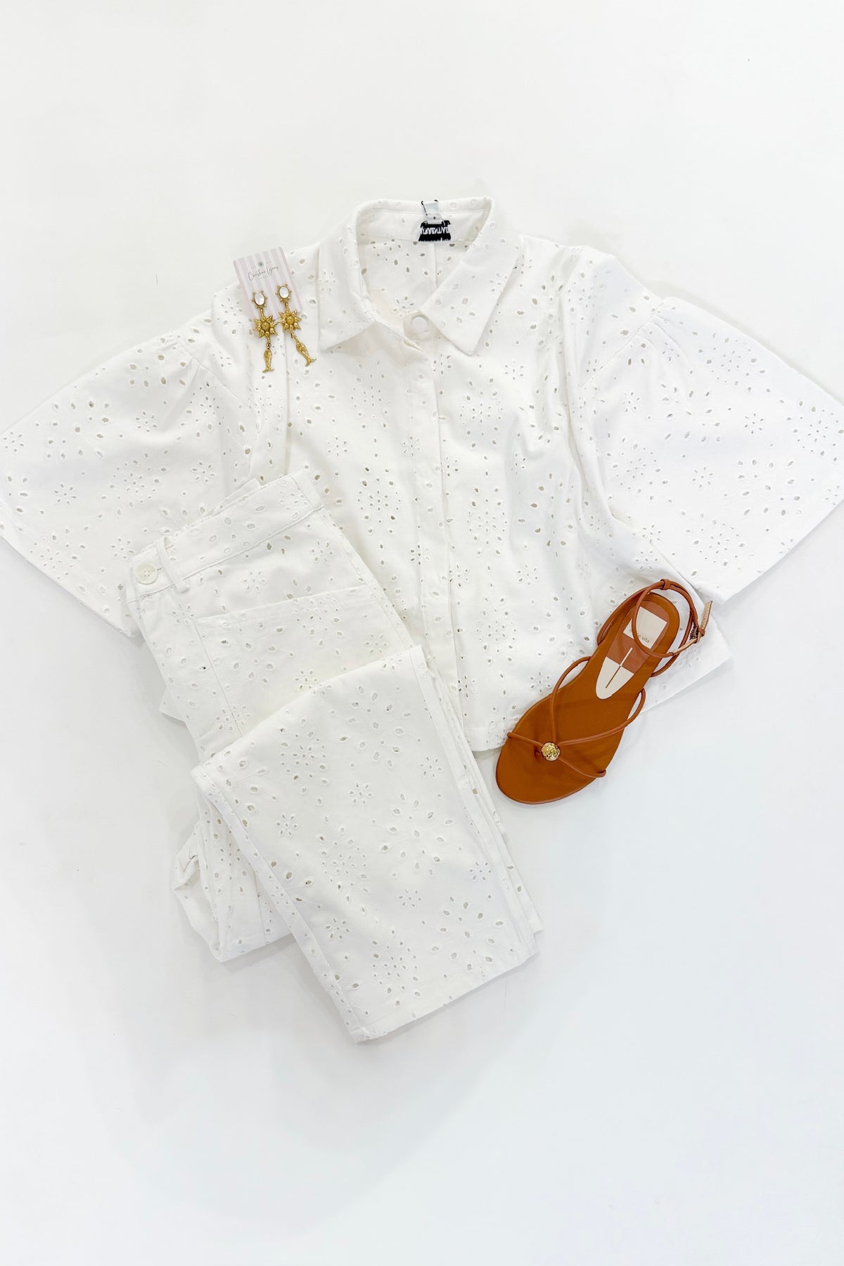 Ivory Eyelet Denim Top