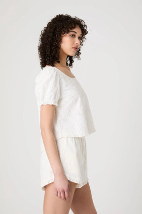 Eyelet Puff Sleeve Top