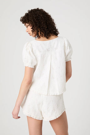 Eyelet Puff Sleeve Top
