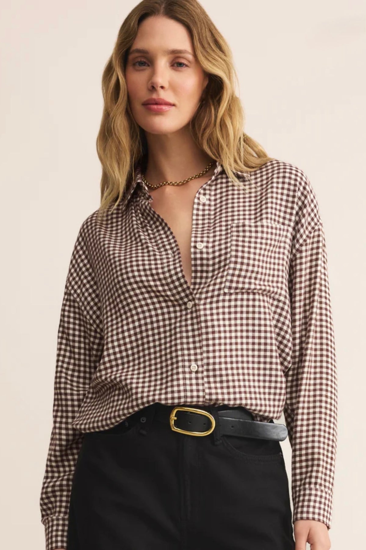 River Plaid Button Up Chocolate