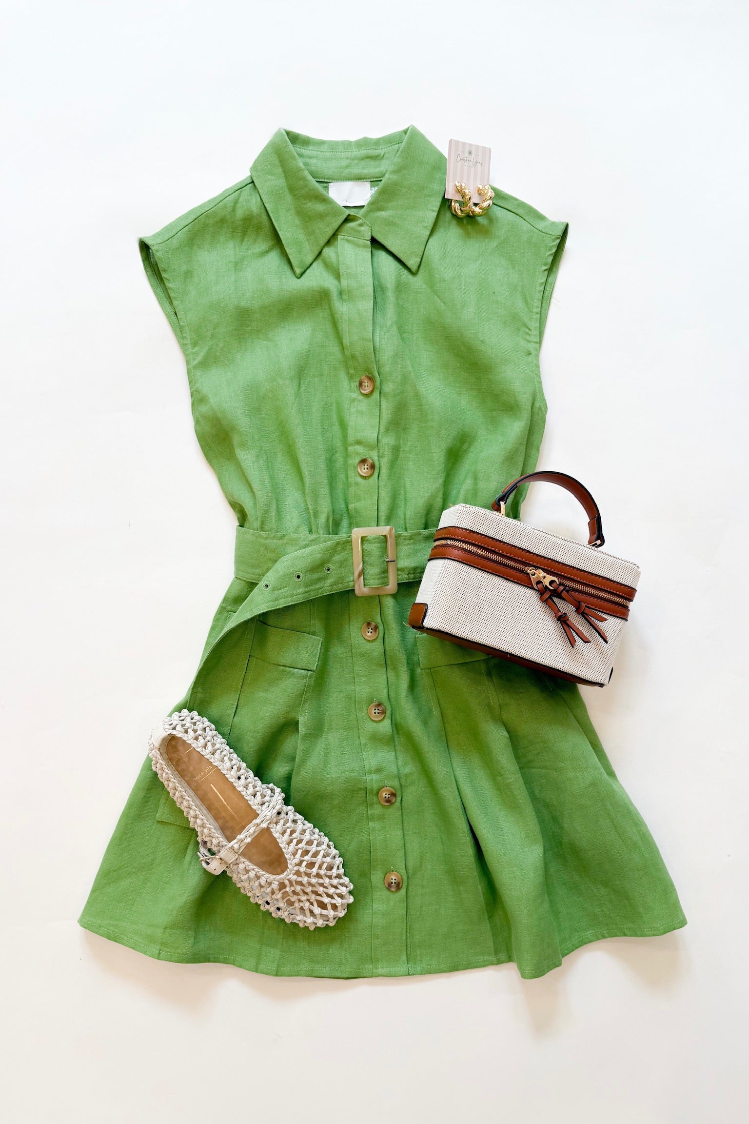 Katrina Belted Dress Green