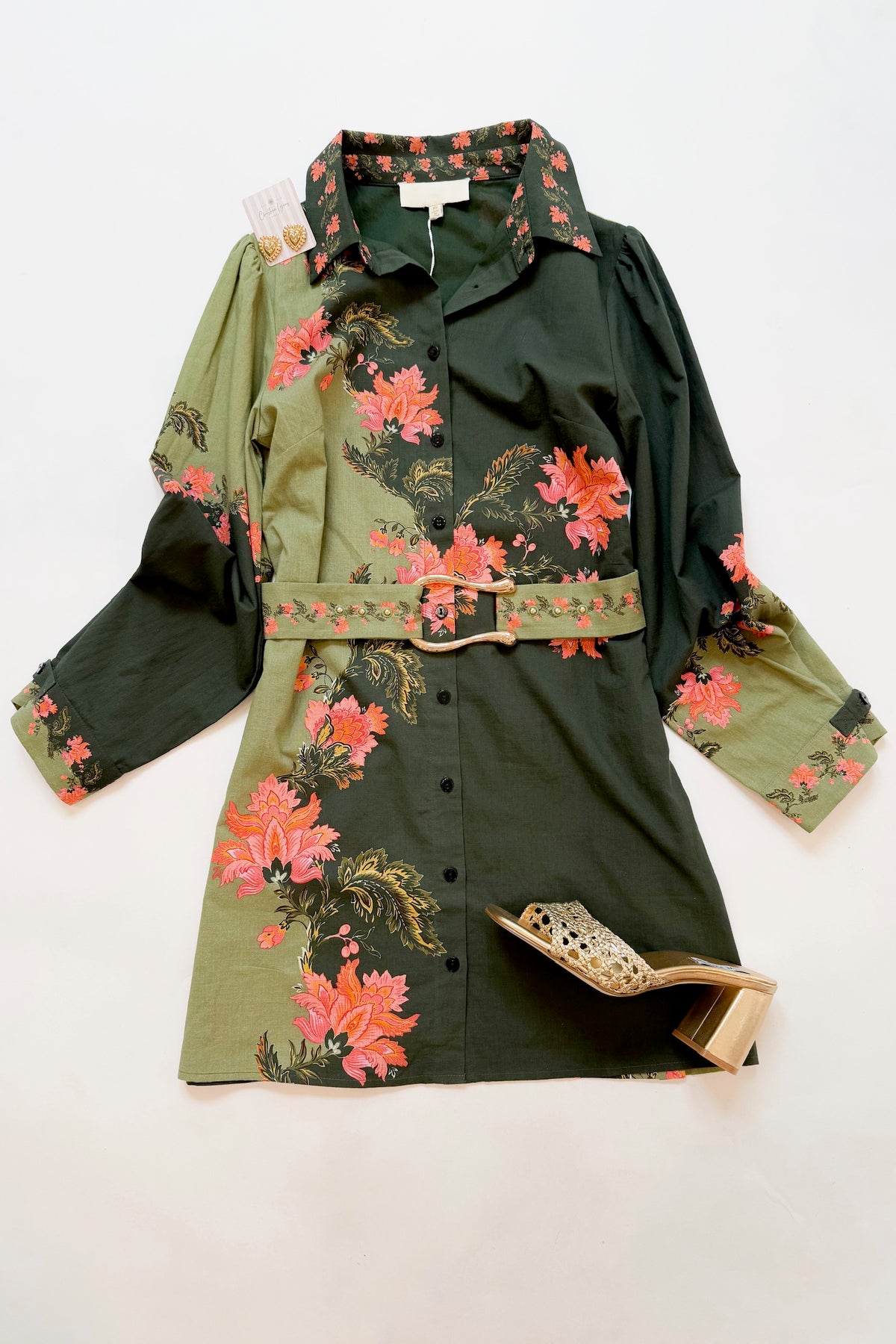 Avery Dress Green Mix Bloom