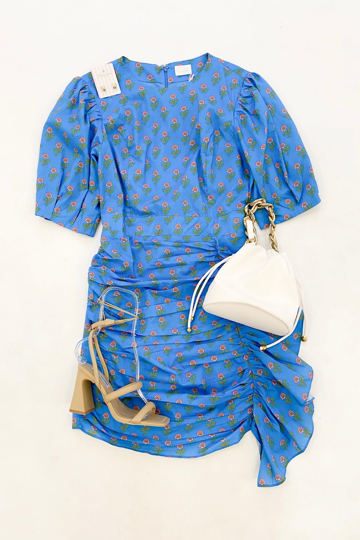 Blue Floral Block Mini Dress