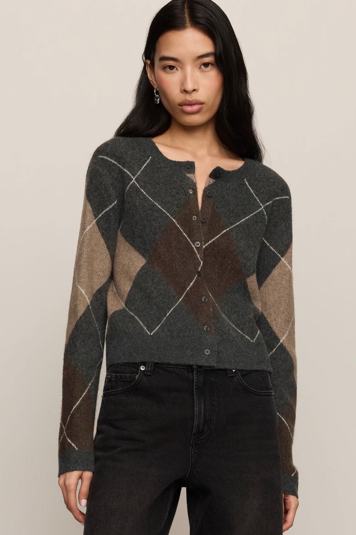 Medina Argyle Cardigan Charcoal
