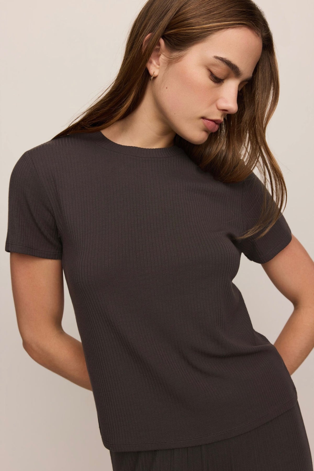 Just Right Rib Tee Cocoa Bean