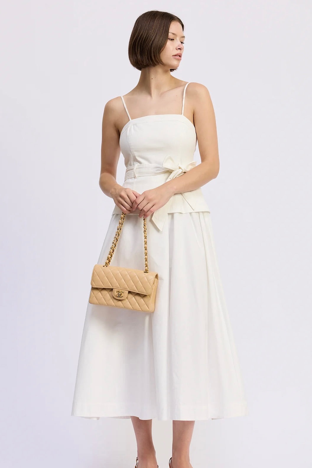 Samantha Mixed Media Midi Dress