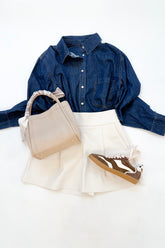 Cropped Denim Button Down