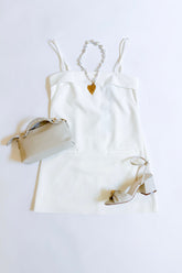 Azra Twill Foldover Dress Summer White