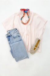 Signature Collar Top Blush