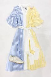 Blouson Stripe Midi Dress