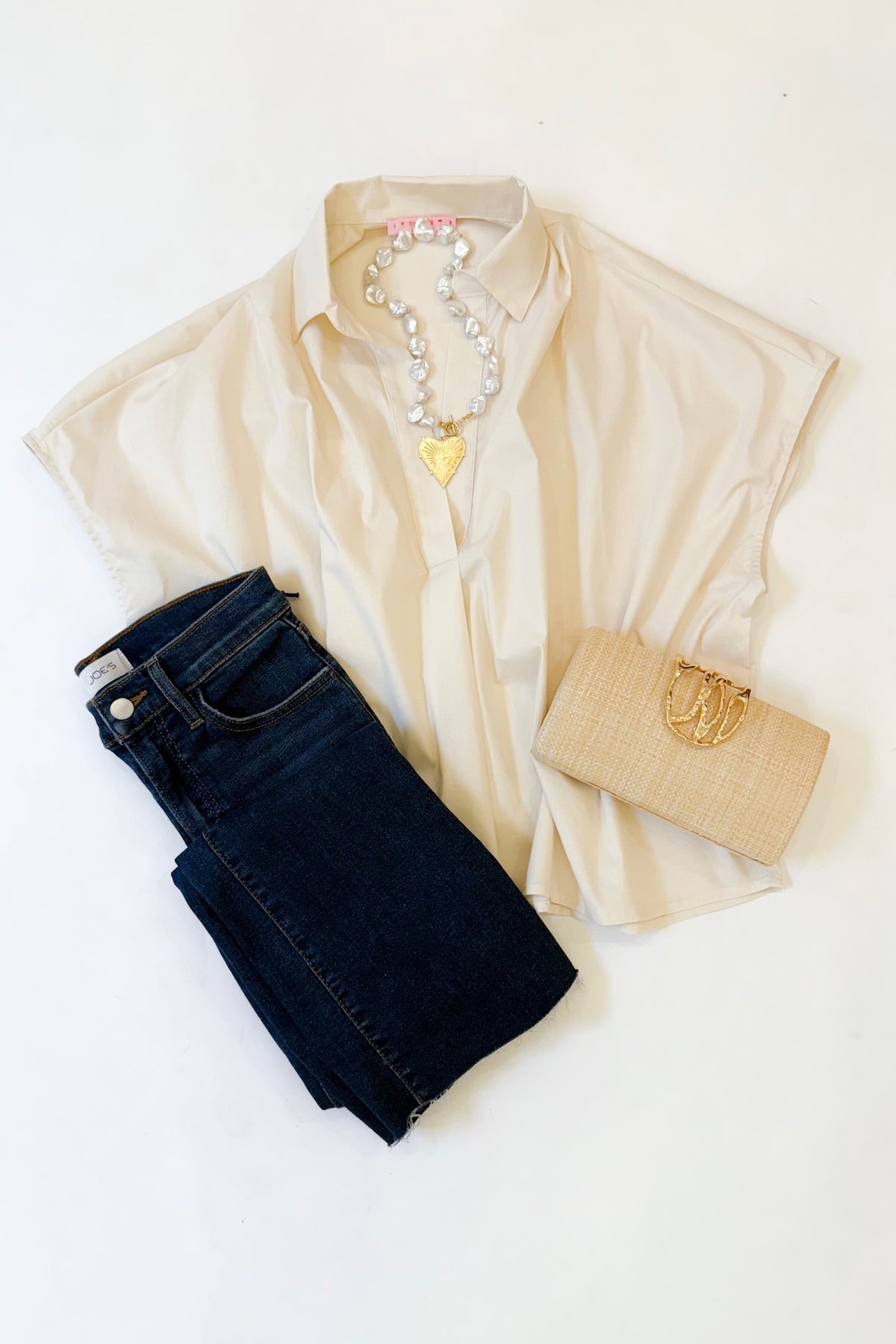 Poplin Collar Top Ivory
