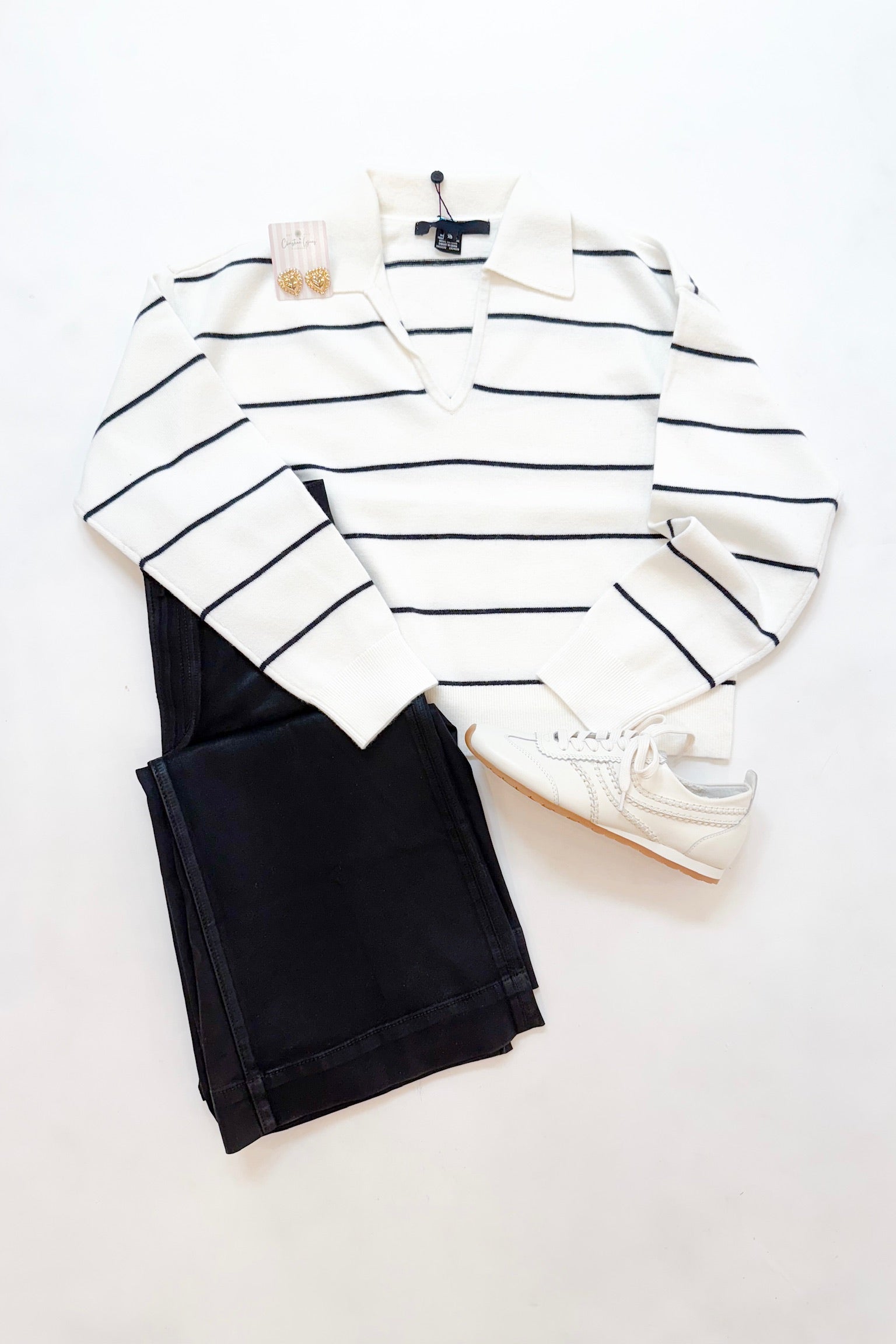 Sloane Knit Stripe Collared Pullover