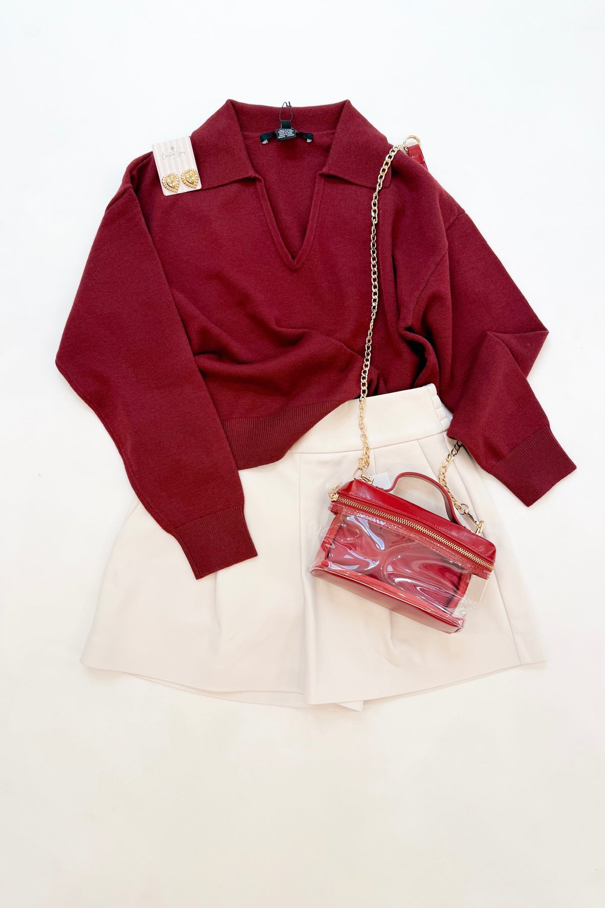 Sloane Knit Collared Pullover Cabernet